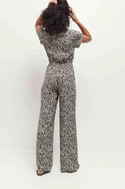 Denims & Pantalons^One Step Pride - Pantalon Beige Lenzing Ecovero A Imprime Zebre Abstrait