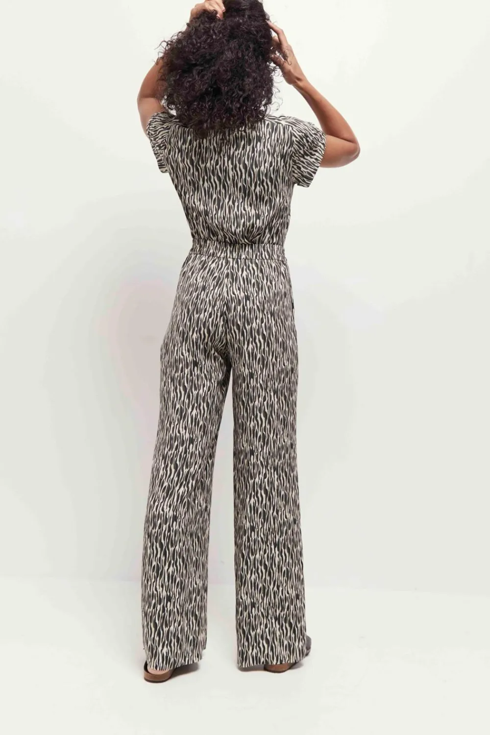 Denims & Pantalons^One Step Pride - Pantalon Beige Lenzing Ecovero A Imprime Zebre Abstrait