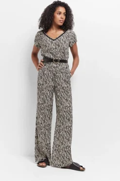 Denims & Pantalons^One Step Pride - Pantalon Beige Lenzing Ecovero A Imprime Zebre Abstrait