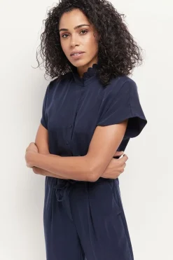 Robes & Combinaisons^One Step Rafal - Combinaison Pantalon Marine A Col Collerette En Lyocell®