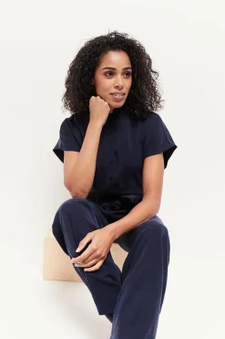 Robes & Combinaisons^One Step Rafal - Combinaison Pantalon Marine A Col Collerette En Lyocell®