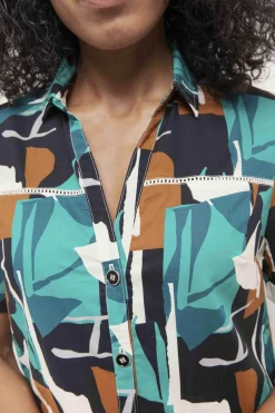 Robes & Combinaisons^One Step Rain - Robe Chemise Green Grass A Imprime Abstraction Arty