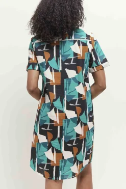 Robes & Combinaisons^One Step Rain - Robe Chemise Green Grass A Imprime Abstraction Arty