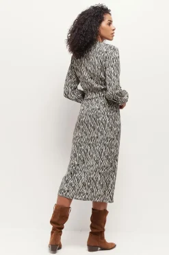 Robes & Combinaisons^One Step Reachy - Robe Longue Beige Lenzing Ecovero A Imprime Zebre Abstrait