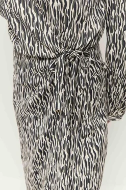 Robes & Combinaisons^One Step Reachy - Robe Longue Beige Lenzing Ecovero A Imprime Zebre Abstrait