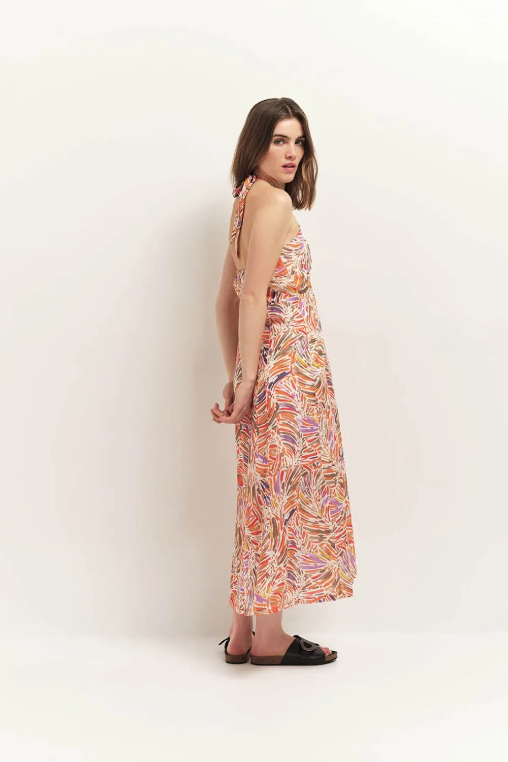 Robes & Combinaisons^One Step Recy - Robe Midi Corail Dos-Nu A Imprime Flore Arty