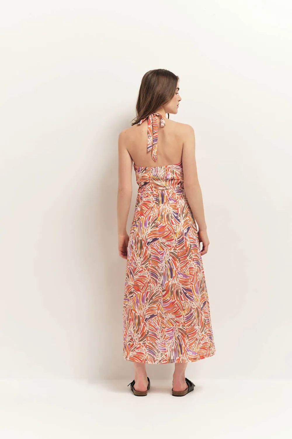 Robes & Combinaisons^One Step Recy - Robe Midi Corail Dos-Nu A Imprime Flore Arty