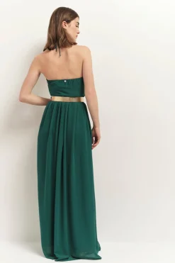 Robes & Combinaisons^One Step Rhodes - Robe Bustier Longue Jungle Green Recycle A Bandeau Plisse