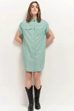 Robes & Combinaisons^One Step Rieg - Robe Chemise Green Grass Motif Rayures