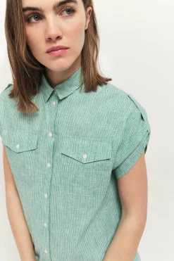 Robes & Combinaisons^One Step Rieg - Robe Chemise Green Grass Motif Rayures