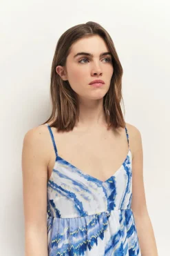 Robes & Combinaisons^One Step Rikka - Robe Longue Estate Blue A Imprime Vagues D'Azur