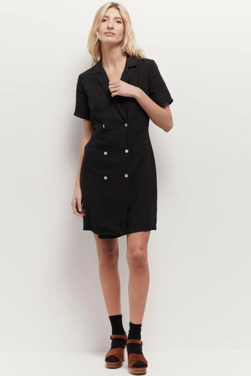 Robes & Combinaisons^One Step Rikko - Robe Manteau Noire En Lin