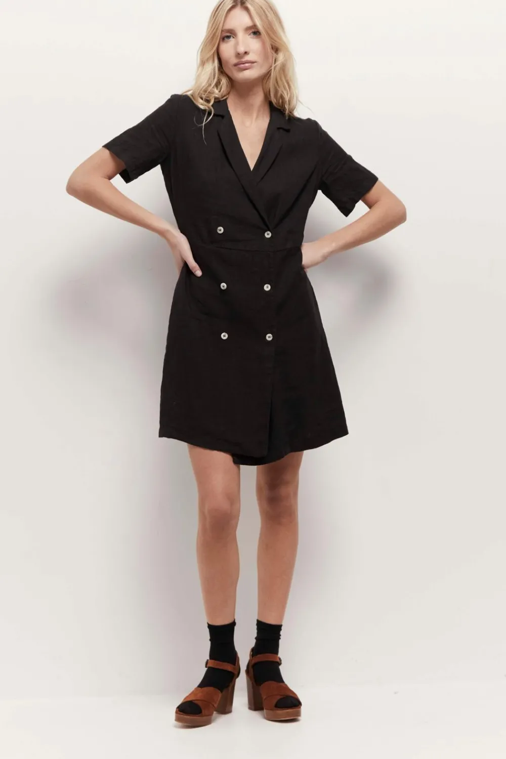 Robes & Combinaisons^One Step Rikko - Robe Manteau Noire En Lin