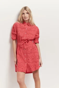 Robes & Combinaisons^One Step Romea - Robe Chemise Hibiscus En Broderie Anglaise
