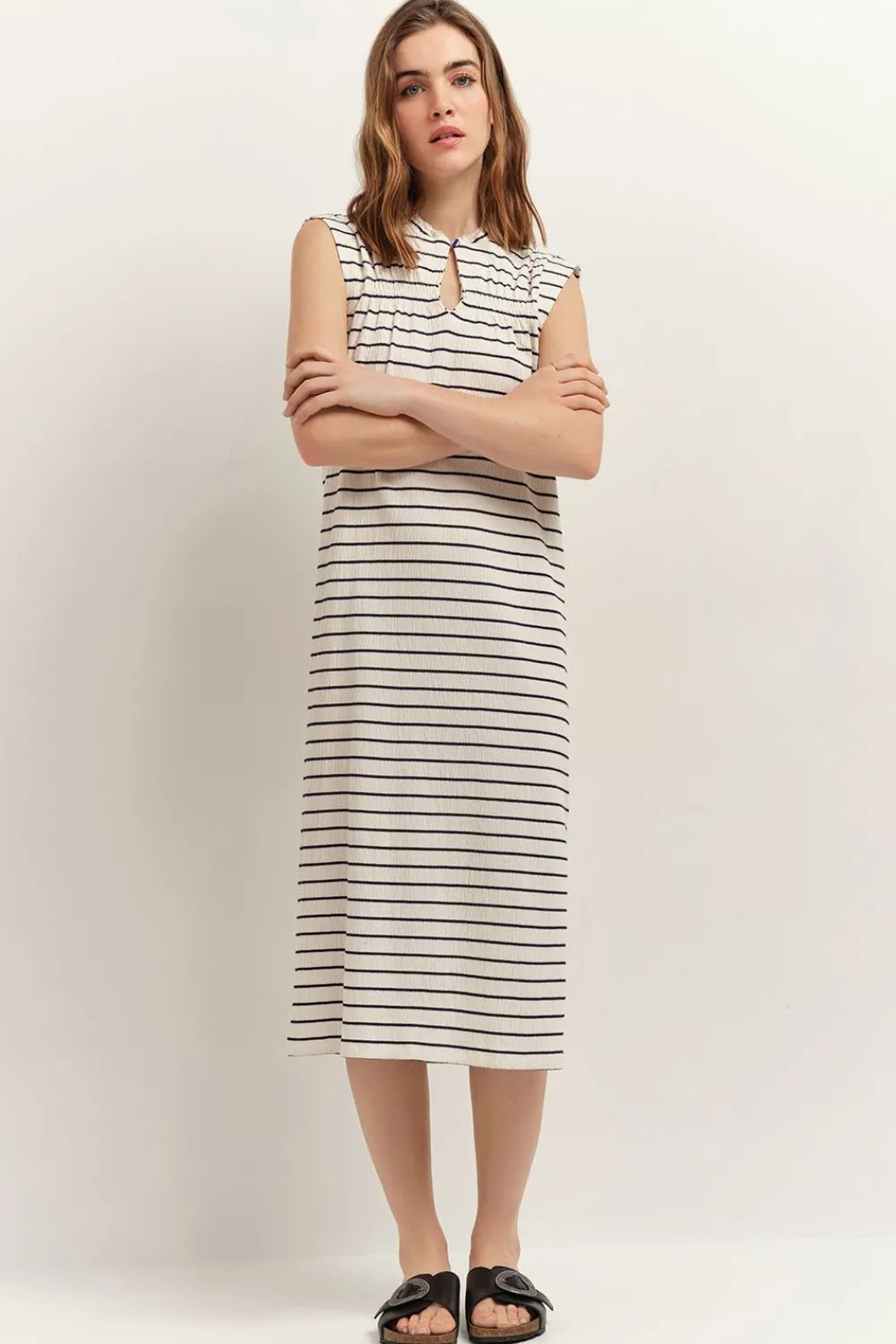 Robes & Combinaisons^One Step Romy - Robe Mariniere Ecrue Rayures Marine