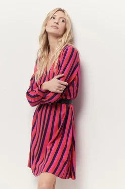 Robes & Combinaisons^One Step Rosa - Robe Cache-Coeur Capucine A Lignes Graphiques