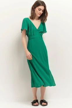 Robes & Combinaisons^One Step Ryoko - Robe Portefeuille Midi Green Grass
