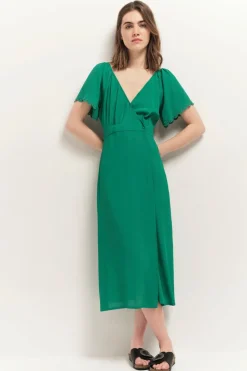 Robes & Combinaisons^One Step Ryoko - Robe Portefeuille Midi Green Grass
