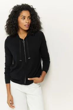 Pulls, Gilets & Sweats^One Step Taiga - Cardigan Noir A Capuche Et Clous