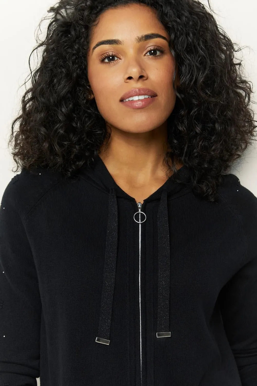 Pulls, Gilets & Sweats^One Step Taiga - Cardigan Noir A Capuche Et Clous