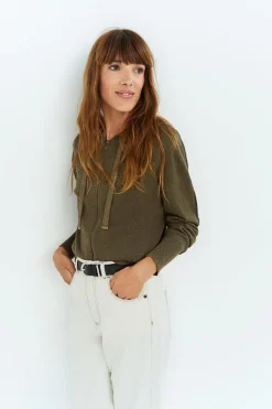 Pulls, Gilets & Sweats^One Step Tara - Cardigan Kaki Zippe A Capuche