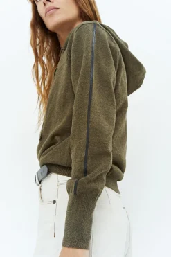 Pulls, Gilets & Sweats^One Step Tara - Cardigan Kaki Zippe A Capuche