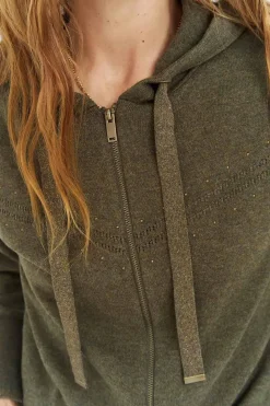 Pulls, Gilets & Sweats^One Step Tara - Cardigan Kaki Zippe A Capuche