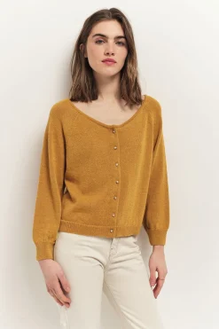 Pulls, Gilets & Sweats^One Step Taste - Cardigan Miel Tricot Lurex Col Bateau