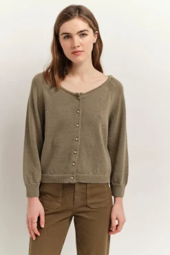 Pulls, Gilets & Sweats^One Step Taste - Cardigan Vetiver Tricot Lurex Col Bateau