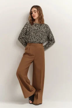 Pulls, Gilets & Sweats^One Step Tecla - Pull Ecru Tricot A Imprime Zebre Abstrait