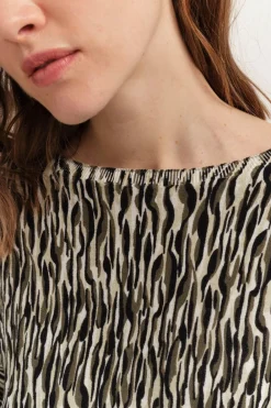 Pulls, Gilets & Sweats^One Step Tecla - Pull Ecru Tricot A Imprime Zebre Abstrait