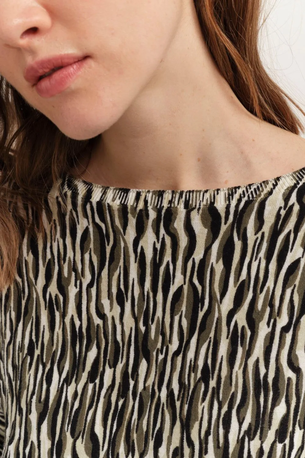 Pulls, Gilets & Sweats^One Step Tecla - Pull Ecru Tricot A Imprime Zebre Abstrait