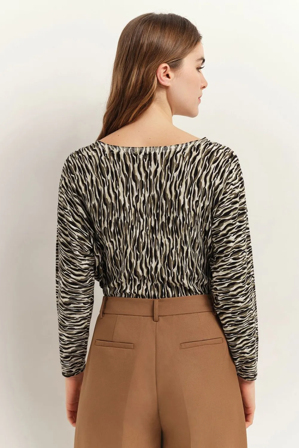 Pulls, Gilets & Sweats^One Step Tecla - Pull Ecru Tricot A Imprime Zebre Abstrait