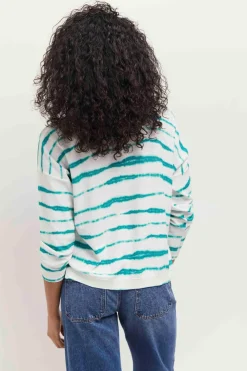 Pulls, Gilets & Sweats^One Step Tecla - Pull Jungle Green Tricot A Motif Rayures Flous