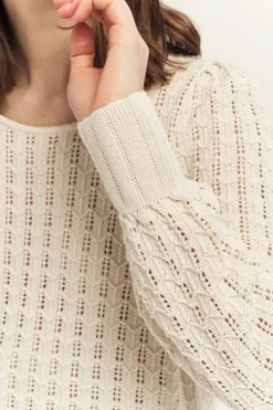 Pulls, Gilets & Sweats^One Step Tessa - Pull Ecru Tricot Fin Ajoure