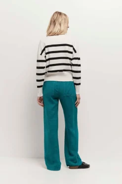 Pulls, Gilets & Sweats^One Step Tiana - Pull Ecru Tricot A Motif Rayures Broderie Danseuse