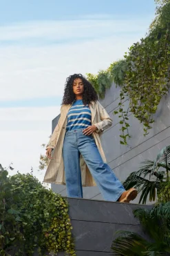 Pulls, Gilets & Sweats^One Step Tiana - Pull Santorin Blue Tricot A Motif Rayures Broderie Danseuse