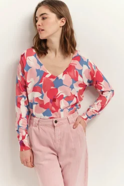 Pulls, Gilets & Sweats^One Step Tokay - Pull Hibiscus Tricot A Imprime Maxi Camelia