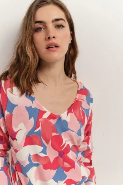 Pulls, Gilets & Sweats^One Step Tokay - Pull Hibiscus Tricot A Imprime Maxi Camelia