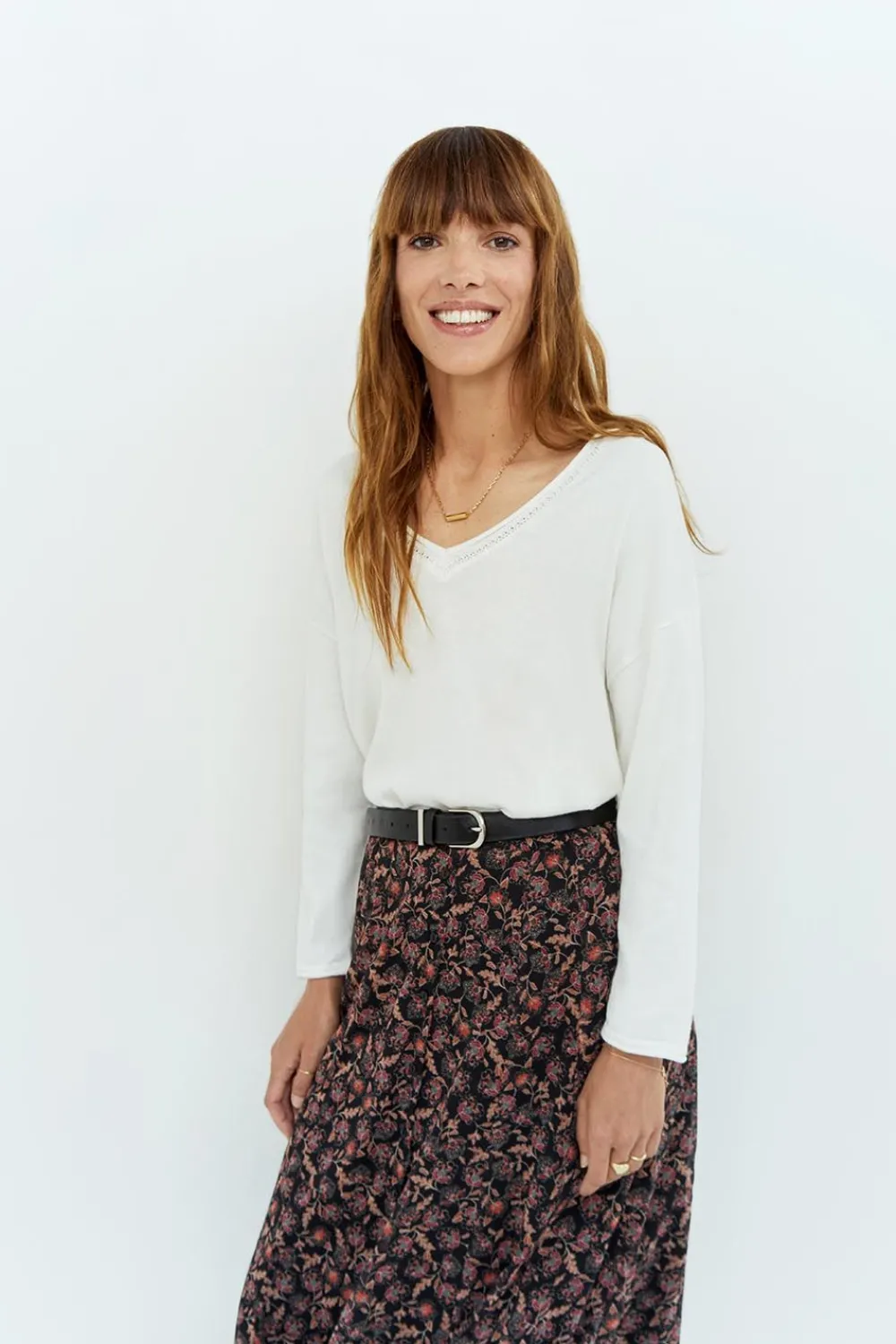 Pulls, Gilets & Sweats^One Step Tzar - Pull Ecru Tricot Fin Avec Danseuse Dos