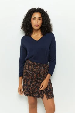 Pulls, Gilets & Sweats^One Step Tzar - Pull Marine Tricot Fin Avec Danseuse Dos