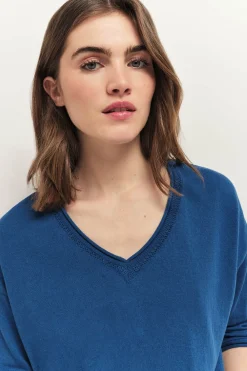 Pulls, Gilets & Sweats^One Step Tzar - Pull Santorin Blue Tricot Intarsia Danseuse Dos