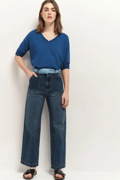 Pulls, Gilets & Sweats^One Step Tzar - Pull Santorin Blue Tricot Intarsia Danseuse Dos