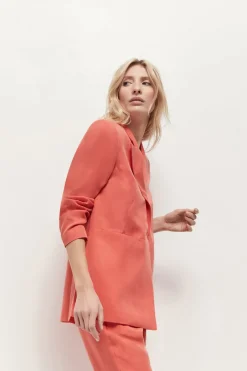 Vestes & Blousons^One Step Varma - Veste De Costume Corail Mi-Longue