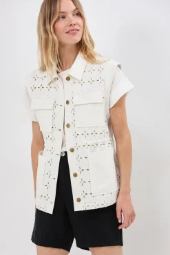 Vestes & Blousons^One Step Vikky - Veste Saharienne Ivoire Brodee A Manches Amovibles