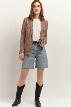 Vestes & Blousons^One Step Vince - Veste De Costume Sand A Imprime Mini Girafon